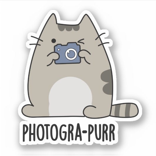 Sticker Photogra-purr Funny Chat Photographe Pun (Devant)