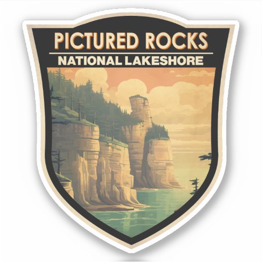Sticker Photos Rocks National Lakeshore Voyage Vintage (Devant)