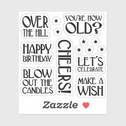 Sticker Phrases Art Déco Anniversaire (Feuille)