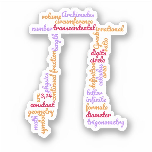 Sticker Pi Day Math Word Cloud (Devant)