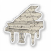 Sticker Piano à queue et notes de musique (Devant)