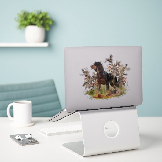 Sticker Picardy Spaniel, chasse aux oiseaux (Ordinateur portable sur le bureau)