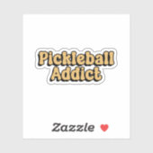 Sticker Pickleball Addict Yellow Retro Typographie (Feuille)