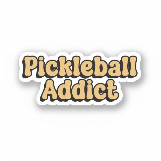 Sticker Pickleball Addict Yellow Retro Typographie (Devant)