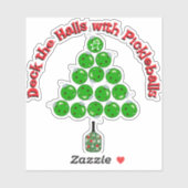 Sticker Pickleball Christmas Tree Deck the Halls Red Green (Feuille)