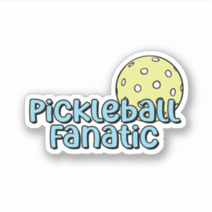 Sticker Pickleball Fanatique   Pickleball bleu et jaune