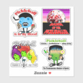 Sticker Pickleball Monsters Vampire Witches Zombies (Feuille)