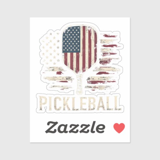 Sticker Pickleball Player US Flag Retro Paddleball (Feuille)