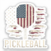 Sticker Pickleball Player US Flag Retro Paddleball (Recto)