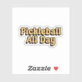 Sticker Pickleball toute la journée Yellow Retro Typograph (Feuille)