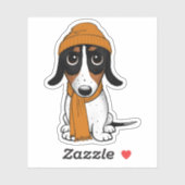 Sticker Piebald Dachshund | Chien Hipster mignon (Feuille)