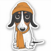 Sticker Piebald Dachshund | Chien Hipster mignon (Devant)