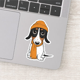 Sticker Piebald Dachshund   Chien Hipster mignon