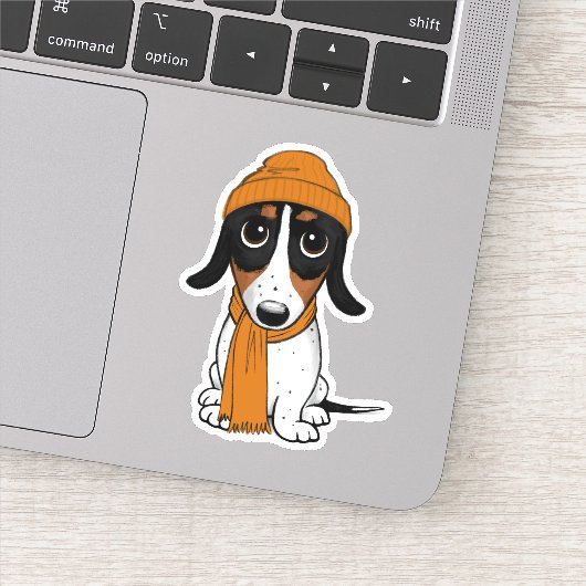 Sticker Piebald Dachshund | Chien Hipster mignon (Détail)