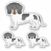 Sticker Piebald Noir Et Tan Cheveux Courtes Chien Dachshun (Devant)