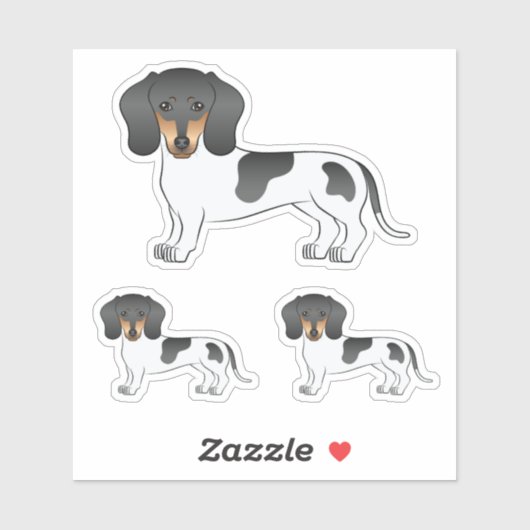 Sticker Piebald Noir Et Tan Cheveux Courtes Chien Dachshun (Feuille)