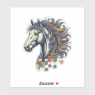 Sticker Pièce de puzzle de cheval coloré T-Shirt gravure v