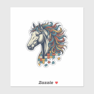 Sticker Pièce de puzzle de cheval coloré T-Shirt gravure v