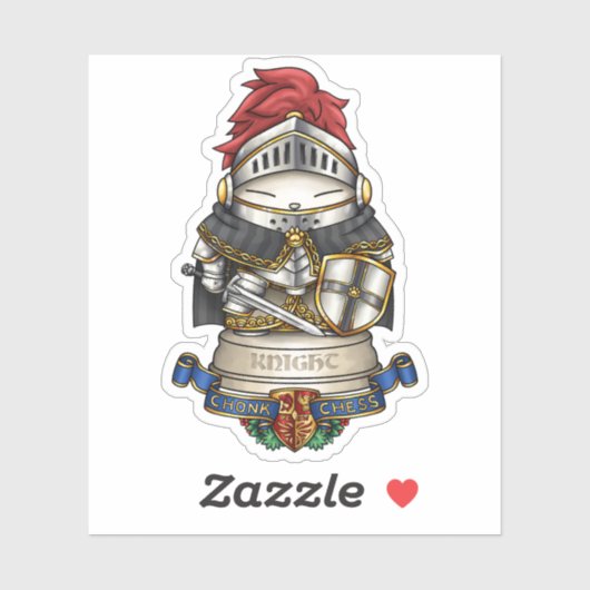 Sticker Pièce du chat royal d'échecs chevalier (Feuille)