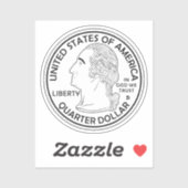 Sticker Pièce en quarts de dollars George Washington (Feuille)