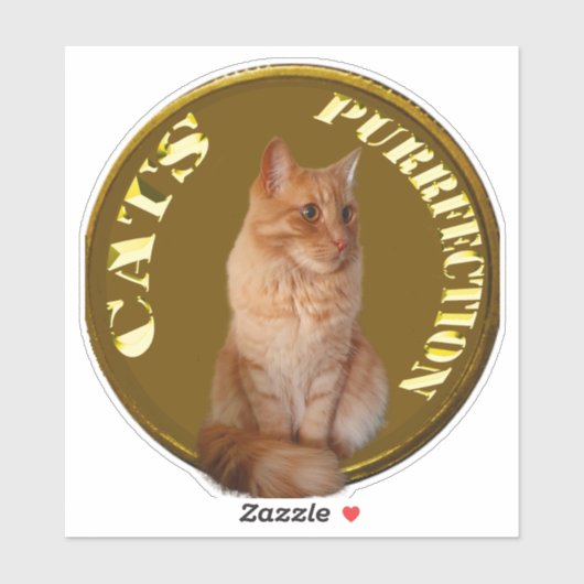 Sticker Pièces De Chat D'Or Avec Chat De Gingembre, (Feuille)