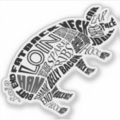 Sticker Pièces de porc coupées Typogramme Word Cloud (Devant)