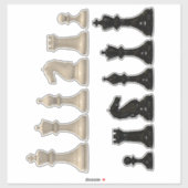 Sticker Pièces d'échecs noir et ivoire CustomCut Vinyl Sti (Feuille)