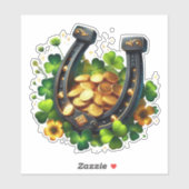 Sticker Pièces en or Lucky Horseshoe et Clover (Feuille)