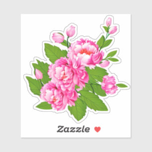Sticker Pies roses et Feuilles verts