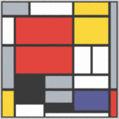 Sticker Piet Mondrian, Composition avec grand plan rouge (Devant)