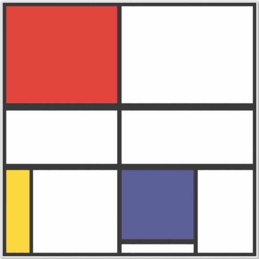 Sticker Piet Mondrian, Composition C (Devant)