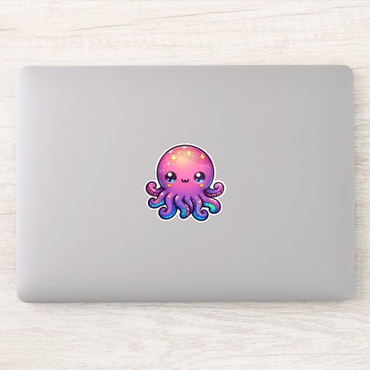 Sticker Pieuvre adorable de l'espace Kawaii avec lumière c (Ordinateur)