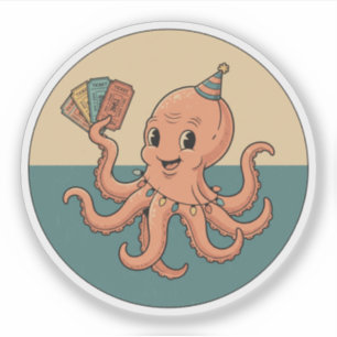 Sticker Pieuvre de fête avec billets de carnaval - Amuseme