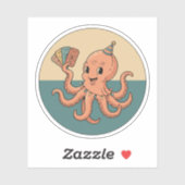 Sticker Pieuvre de fête avec billets de carnaval - Retro F (Feuille)