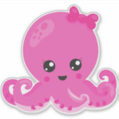 Sticker Pieuvre mignonne, Petite pieuvre, Pieuvre bébé, Co (Devant)