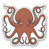 Sticker Pieuvre Rouge Fierce Avec Dessin Tentacles De Curl (Devant)