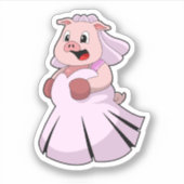 Sticker Pig as Bride with Wedding dress.PNG (Devant)