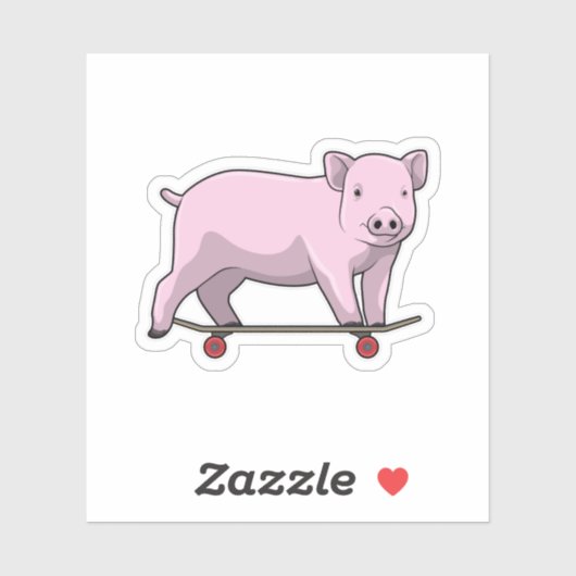 Sticker Pig as skater avec skate (Feuille)