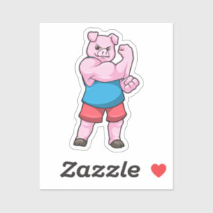 Sticker Pig comme Bodybuilder avec grand bras Supérieur