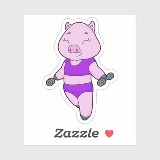 Sticker Pig Fitness Dumbbell (Feuille)