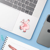 Sticker Pig Patinage sur glace Patins sur glace (Ordinateur portable avec iPhone)