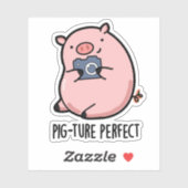 Sticker Pig-ture Perfect Funny Photography Pig Pun (Feuille)