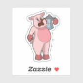 Sticker Pig with coffee pot (Feuille)