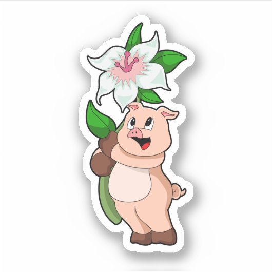 Sticker Pig with Flower Lily (Devant)