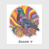 Sticker Pigeon à fleurs (Feuille)