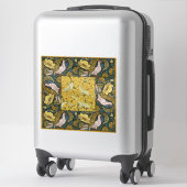 Sticker Pigeon Blue Yellow Fish Art Nouveau (Sur valise)