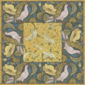 Sticker Pigeon Blue Yellow Fish Art Nouveau (Devant)
