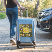 Sticker Pigeon Blue Yellow Fish Art Nouveau (Valise Insitu)