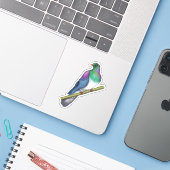 Sticker Pigeon de Kereru Wood (Ordinateur portable avec iPhone)