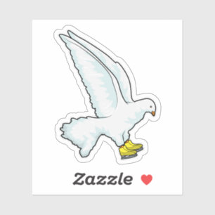 Sticker Pigeon Patinage sur glace Patins sur glace